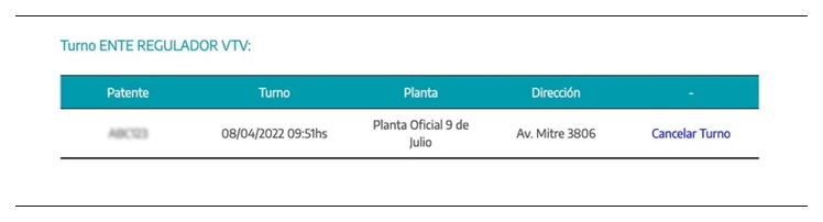 Paso 3 para consultar o cambiar el turno de la VTV en Pehuajó
